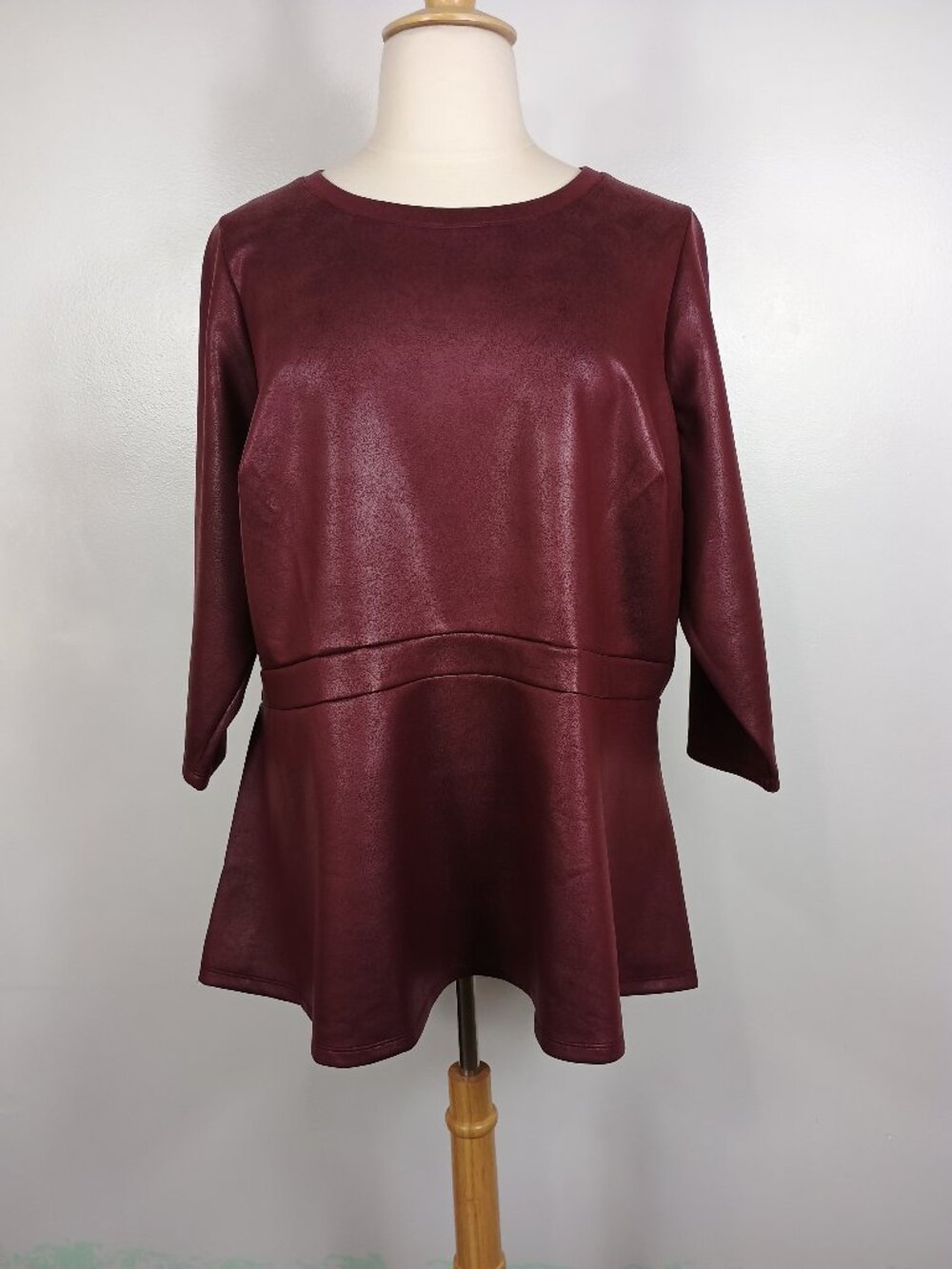 Lane Bryant Faux Leather Peplum Blouse Illusion Collection Top 26/28 NEW NWT